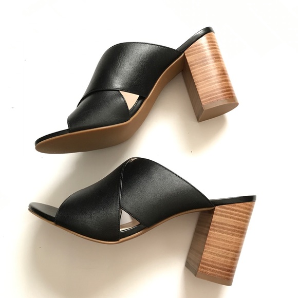 Cole Haan Black Gabby Leather Block Heel Sandals - Picture 7 of 9